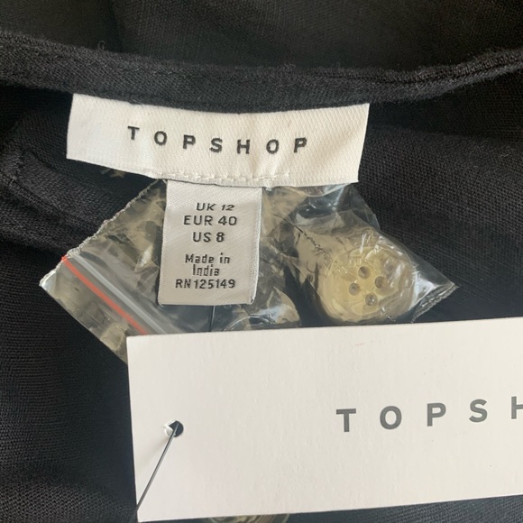 NWT Topshop Black Linen Midi Dress Button Down, 8 - Picture 3 of 6